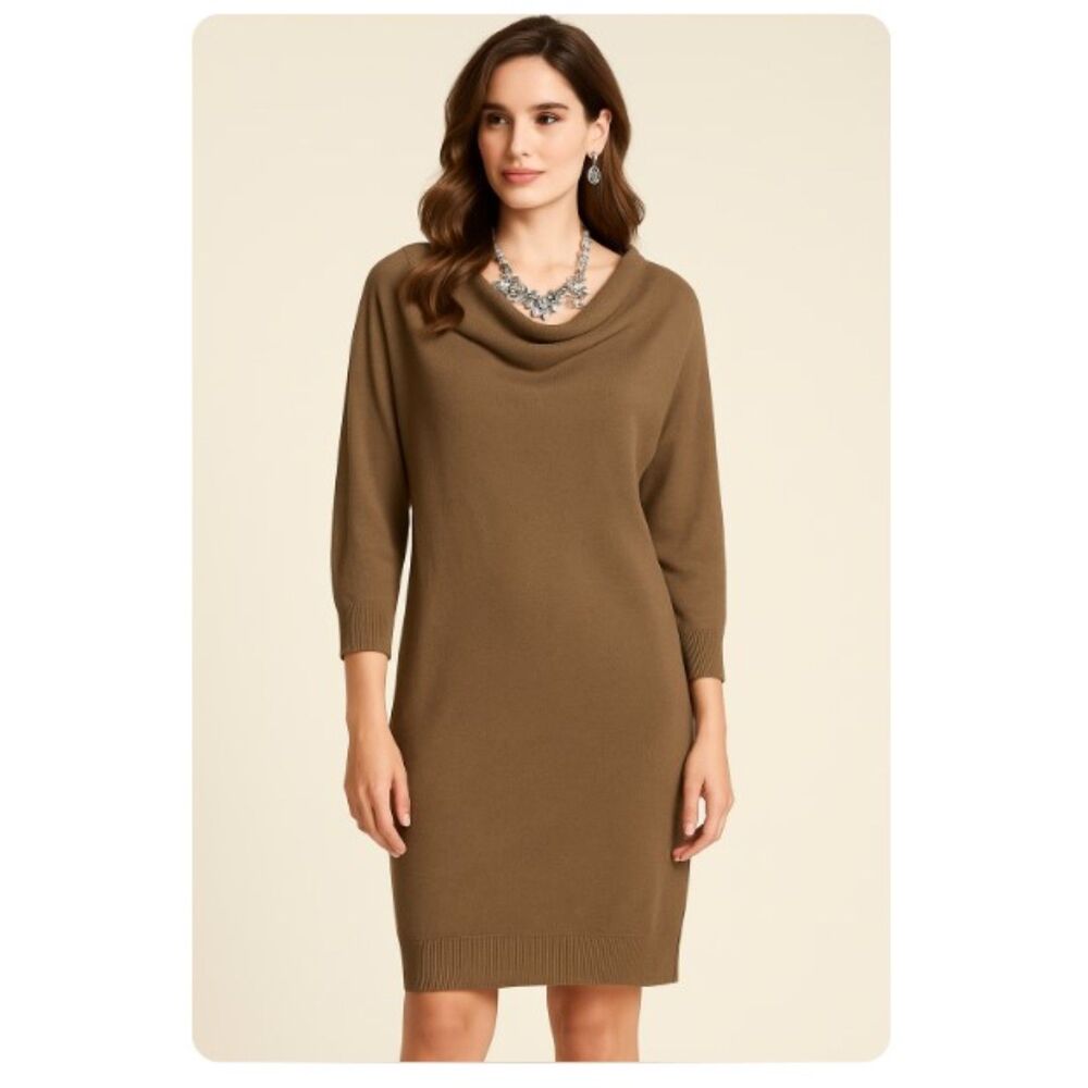 Michael Kors Sweater Dress Cowl Neck Zip Shoulders Womens Size M